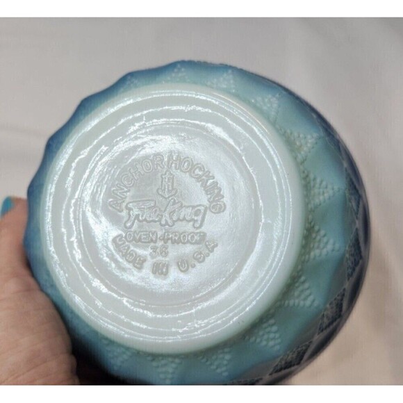 Vintage Fire King Kimberly Diamond Blue Ombre Ramekin Anchor Hocking - Picture 2 of 3